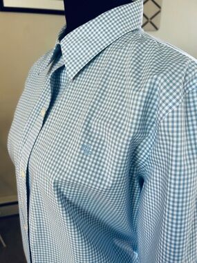 Ralph Lauren Light Blue and White Gingham Button-Down Shirt